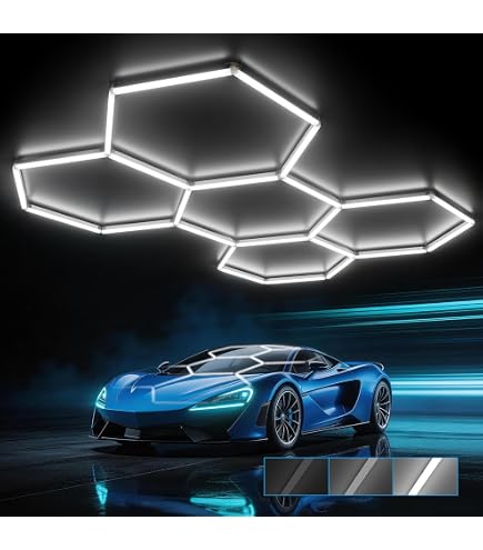 HYPERLITE Gen II Hexagon Garage Lights: 77W 7700LM 2 Grids DIY